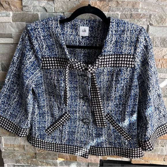 Cabi Womens Medium Reina Collection Club Jacket Blazer Ponte Knit 5294 Black Chk - Picture 1 of 6